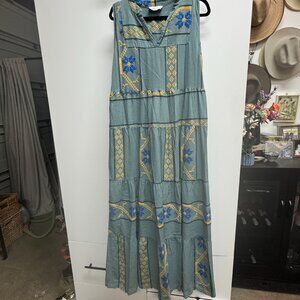 Haris Cotton - Greece Maxi Dress Blue Print - Large